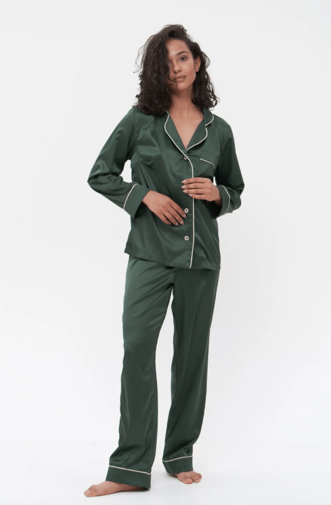 green satin pyjamas