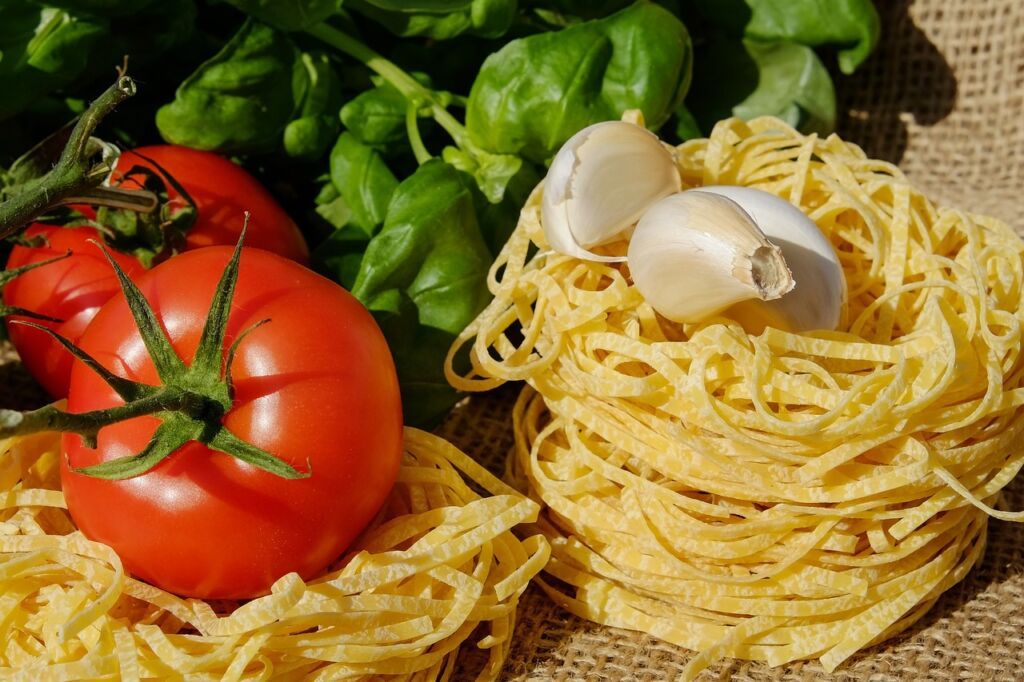 Italian food noodles, tagliatelle, pasta