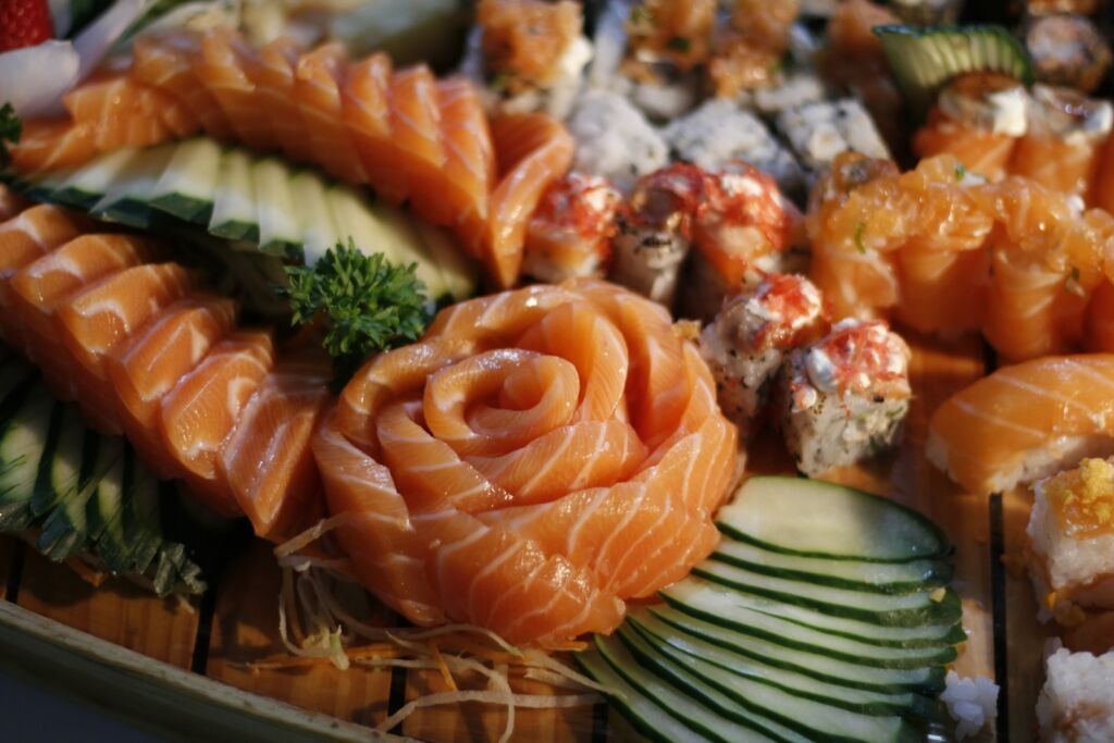 japanese food sushis and vegetables