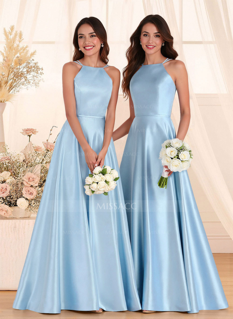 ice blue satin bridesmaid dresses by missacc