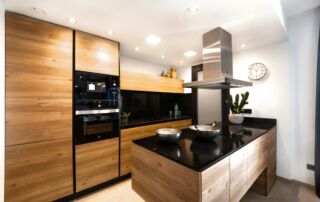 brown wooden kitchen cabinet