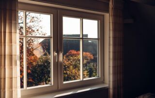 white wooden framed glass window